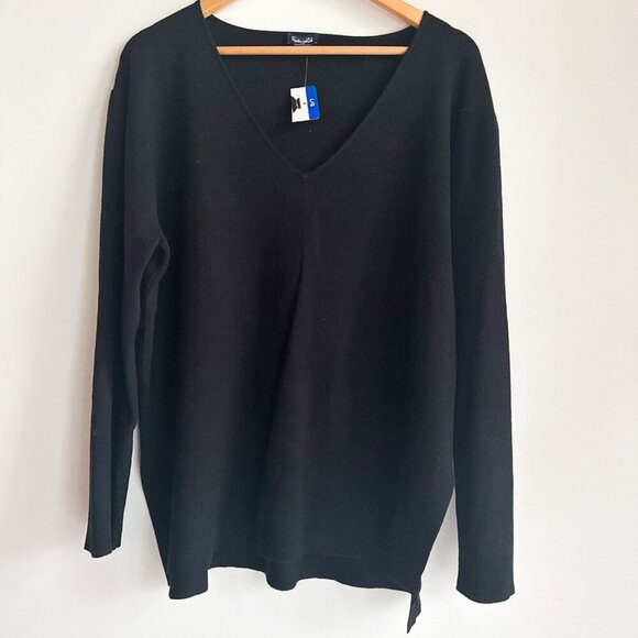 Splendid  V Neck Black Knit Top L - Picture 2 of 5
